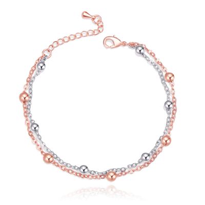 Rose en Zilverkleurige Schakelarmband met Bedels Verstelbaar