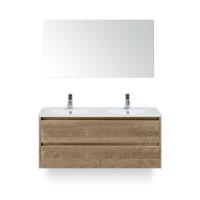Dante Badmeubelset 120 cm - Natuur Eiken - Keramische Wastafel Wit Enjoy - met Spiegel