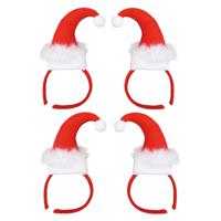 Kerst diadeem/haarband - 4x - kerstmuts met veren - rood - polyester - Miss Santa