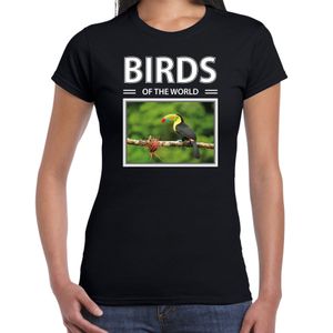 Toekans t-shirt met dieren foto birds of the world zwart voor dames