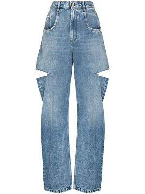 Maison Margiela jean droit à effet usé - Bleu
