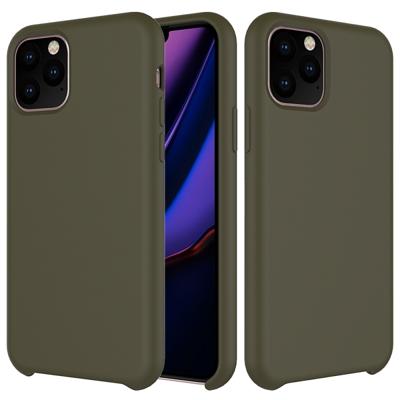 Effen kleur Liquid silicone schokbestendig Case voor iPhone 11 Pro (Army Green)