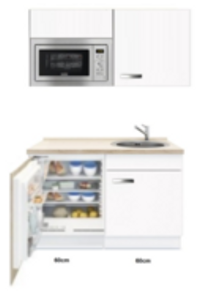 Kitchenette Lagos wit Hoogglans 120cm met magnetron OPTI-01