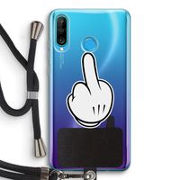 Middle finger black: Huawei P30 Lite Transparant Hoesje met koord