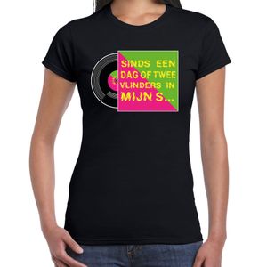 Disco verkleed t-shirt voor dames - doe maar lekker 80s party - zwart - jaren 80 feest/carnaval