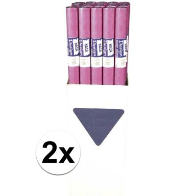 Tafellaken/tafelkleed rol papier - 2x - 800 x 118 cm - fuchsia roze - Lange tafels - Damast papier