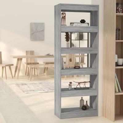 Boekenkast/kamerscherm 60x30x166 cm bewerkt hout grijs sonoma