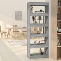Boekenkast/kamerscherm 60x30x166 cm bewerkt hout grijs sonoma