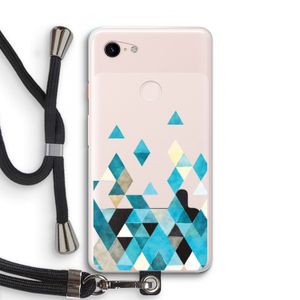 Gekleurde driehoekjes blauw: Pixel 3 XL Transparant Hoesje met koord