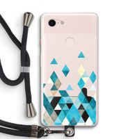 Gekleurde driehoekjes blauw: Pixel 3 XL Transparant Hoesje met koord