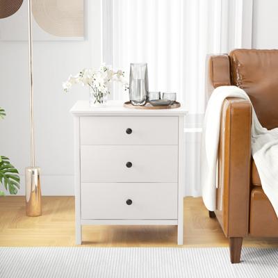 Nachtkastje met 3 Laden voor Slaapkamer Moderne Bijzettafel voor Bank Nachtkastje met Opbergruimte Houten Salontafel Wit