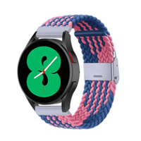 Braided nylon bandje - Blauw / roze - Samsung Galaxy Watch - 42mm - thumbnail