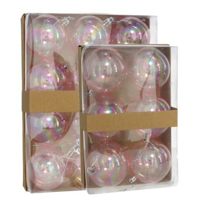Kerstballen - 18x st - transparant parelmoer - D6 en D8 cm - kunststof Kerstballen - 18x st - transparant parelmoer - D6 en D8 cm - kunststof
