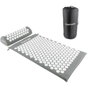 Tunturi Spijkermat met kussen - Acupressuur - Meditatie Mat - Acupunctuur Set - 68x42x2 cm - Grijs