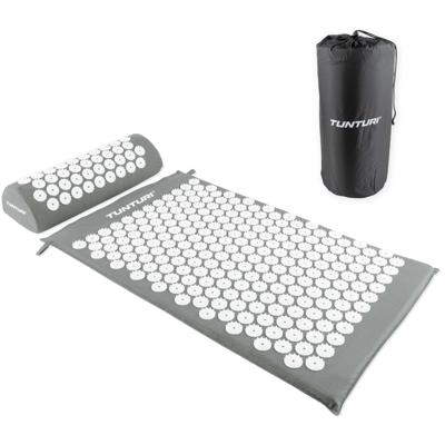 Tunturi Spijkermat met kussen - Acupressuur - Meditatie Mat - Acupunctuur Set - 68x42x2 cm - Grijs
