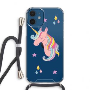 Roze eenhoorn: iPhone 12 mini Transparant Hoesje met koord