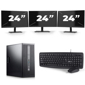 HP EliteDesk 800 G2 Tower - Intel Core i3-6e Generatie - 8GB RAM - 256GB SSD - Windows 11 + 3x 24 inch Monitor