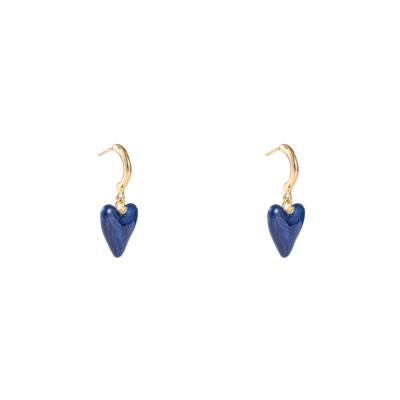 Day&Eve Oorbellen Heart Dangle Blauw | Goud