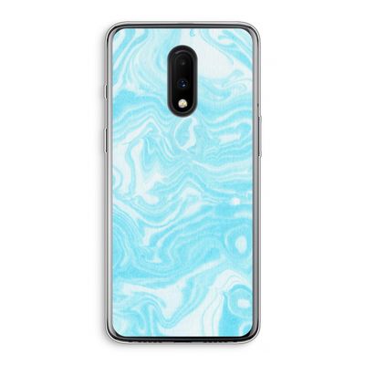 Waterverf blauw: OnePlus 7 Transparant Hoesje
