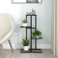 VidaXL Bloemenstandaard met 4 lagen 43x22x76 cm metaal zwart VidaXL Bloemenstandaard met 4 lagen 43x22x76 cm metaal zwart