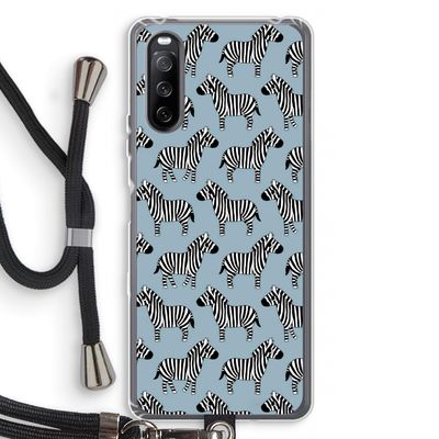 Zebra: Sony Sony Xperia 10 III Transparant Hoesje met koord
