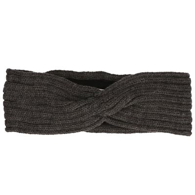 Gebreide winter hoofdband donkergrijs voor dames