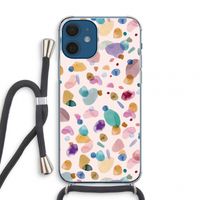 Terrazzo Memphis Pink: iPhone 12 mini Transparant Hoesje met koord