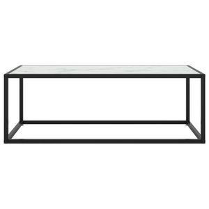 The Living Store Salontafel - Praktische woonkamertafel - Glas/Staal - 100x50x35 cm - Zwart/Wit