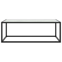 The Living Store Salontafel - Praktische woonkamertafel - Glas/Staal - 100x50x35 cm - Zwart/Wit