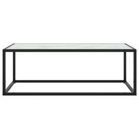 The Living Store Salontafel - Praktische woonkamertafel - Glas/Staal - 100x50x35 cm - Zwart/Wit - thumbnail