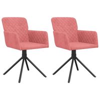 The Living Store Eetkamerstoelen - Draaibaar - Fluweel - Roze - 51.5x59x83.5cm