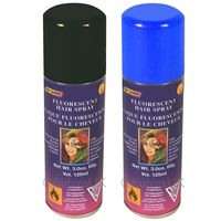 Haarverf/haarspray - 2x - blauw/zwart - spuitbus - 125 ml - Carnaval/halloween