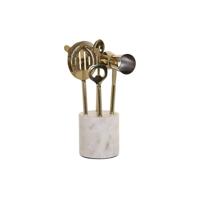 Cocktail Set DKD Home Decor 10 x 3 x 21 cm Zilverkleurig Gouden Roestvrij staal Marmer