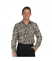 70's Retro Blouse Wavy, Black / White-XS | 23% korting - thumbnail