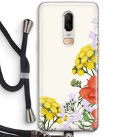 Wilde bloemen: OnePlus 6 Transparant Hoesje met koord
