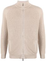 Brunello Cucinelli cardigan nervurée à fermeture zippée - Tons neutres Brunello Cucinelli cardigan nervurée à fermeture zippée - Tons neutres