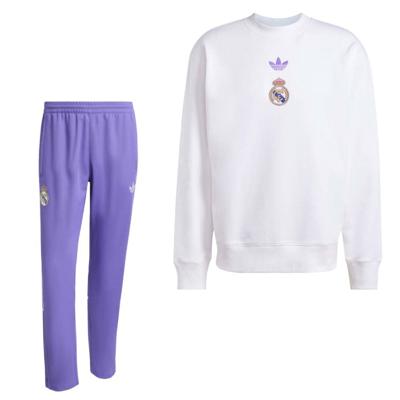 adidas Real Madrid Lifestyler Crew Trainingspak Wit Paars