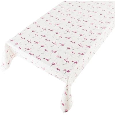Witte tafelkleden/tafelzeilen roze flamingo print 140 x 170 cm