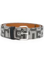 GCDS ceinture en cuir à logo en jacquard - Gris