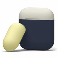Driekleur dropproof draadloze koptelefoon Oplaaddoos beschermende case voor Apple AirPods 1/2 (geel wit donkerblauw)