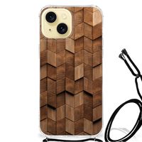 Stevig Telefoonhoesje voor Apple iPhone 15 Wooden Cubes
