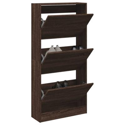 Schoenenkast 60x21x125,5 cm bewerkt hout bruin eikenkleur