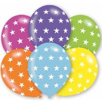 6x stuks verjaardag feest ballonnen met sterren print - thumbnail