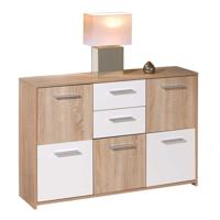 Leen Bakker - Dressoir Elvezia - Bruin - 77x115x30 Cm - Melamine - Bruin#Wit
