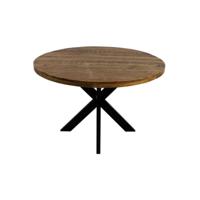 Eettafel Melbourne Rond - 120 - Naturel/Zwart - Mango