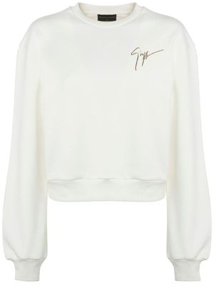 Giuseppe Zanotti sweat Sauvanne à logo orné de cristaux - Blanc