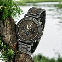 TimberWood Obsidian™ - Chronograaf Herenhorloge Zwart (donker uurwerk)