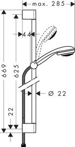 Hansgrohe Unica C Glijstangset 65cm. M/crometta Multi 85 Handdouche Chroom