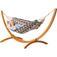 Eenpersoons hangmat met houten standaard - 300x140cm - Zwart - 120kg draagkracht- 100% katoen - binnen & buiten Eenpersoons hangmat met houten standaard - 300x140cm - Zwart - 120kg draagkracht- 100% katoen - binnen & buiten