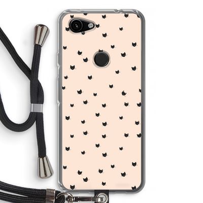 Kleine kattenkopjes: Pixel 3a Transparant Hoesje met koord